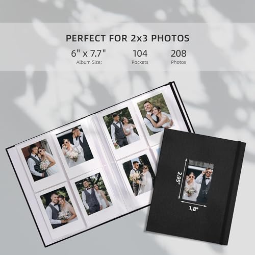 Vienrose Mini Polaroid Photo Album for 208 Photos - 2x3 Inch Black
