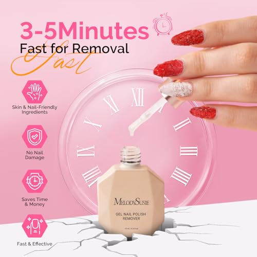 MelodySusie Gel Polish Remover Kit 1.56 Fl Oz (3PCS) with Latex & Oil for Easy Home Manicure