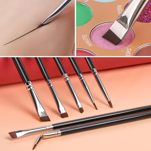 KINGMAS 7PCS Eyeliner Brush Set - Angled, Flat, Fine Tip Makeup Brushes