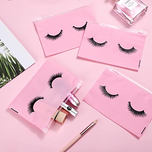 Noverlife 100PCS Pink Zipper Eyelash Care & Storage Bags, 6x4 Inch