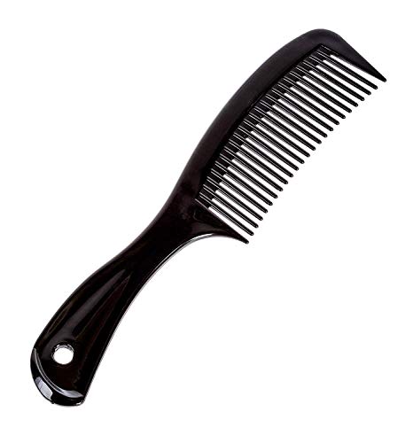 Comfort Axis Travel Size Wide-Tooth Handle Comb Pack of 12 - 6” Black Hair Combs