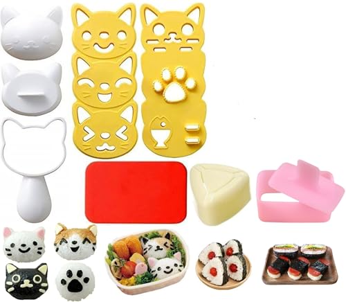 Onigiri Mold Set - 3 Cat Rice Ball Molds & Sushi Press Kit