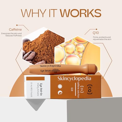 Under Eye Roll-On Serum with Caffeine & Q10 for Dark Circles & Puffiness - Cooling, Hydrating, Anti-Aging