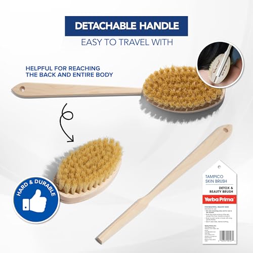 Yerba Prima Tampico Skin Brush - Natural Vegetable Fiber Dry Brushing Tool