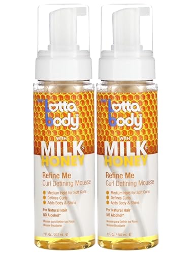 Lottabody Curl Define Mousse with Milk & Honey, Medium Hold, 7 Oz (2 Pack)