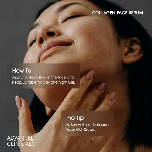 Advanced Clinicals Collagen Serum - Anti-Aging Face Serum with Hyaluronic Acid, 1.75 Fl Oz