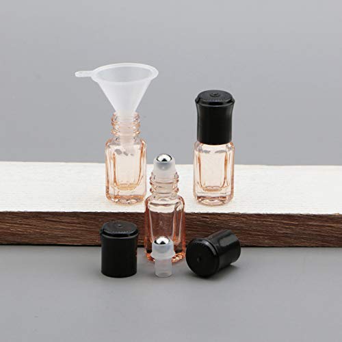 Newzoll 8Pcs 3ml Light Pink Glass Roll-On Essential Oil Bottles
