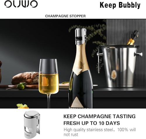 Stainless Steel Champagne Stopper 6 Pack - Leak-Proof & Reusable