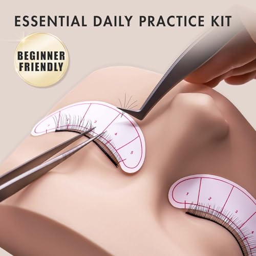 Eyelash Extension Practice Kit with Mannequin Head & Practice Lashes for Beginners