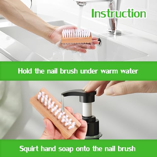 SAMEBUTECO Dual-Sided Wooden Nail Brush Set - 2 Pack