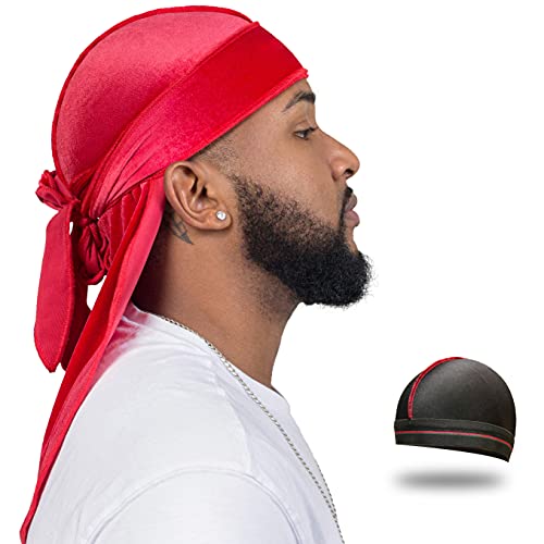 ForceWave Red Velvet Durag for Men & Women 360 Wave Cap - Stylish Hair Wrap