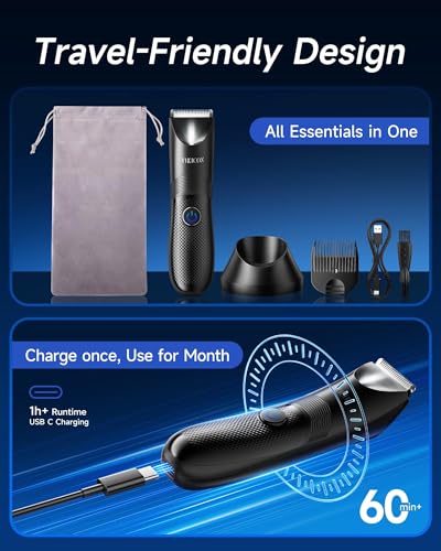 VIKICON Electric Body Trimmer for Men, Waterproof Pubic Hair Shaver