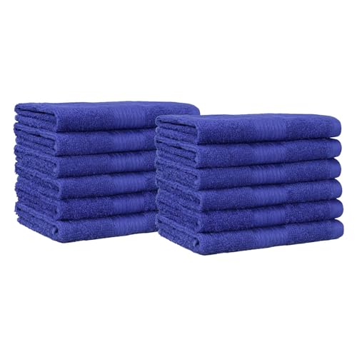 Amazon Basics Cotton Washcloths - Highly Absorbent, Navy Blue, 12-Pack