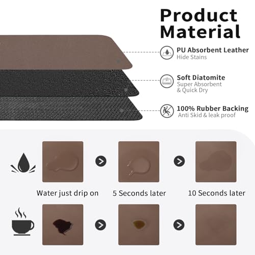 Absorbent Coffee Mat - Quick Dry Rubber Backed Dish Drying Mat for Kitchen