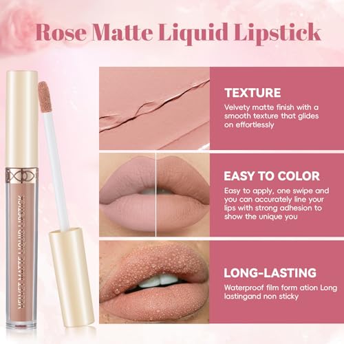Noerrors 3-in-1 Nude Peach Lip Kit - Liquid Lipstick, Gloss, Liner