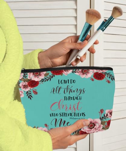 WIRESTER Christian Bible Verses Philippians 4:13 Makeup Bag 10x8 Inch Travel Organizer
