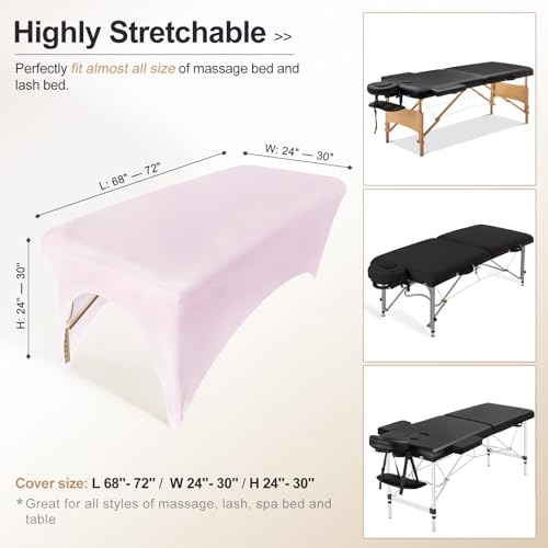 Professional Pink Spa Bed Cover - Stretchy Fitted Table Protector (1-Piece)
