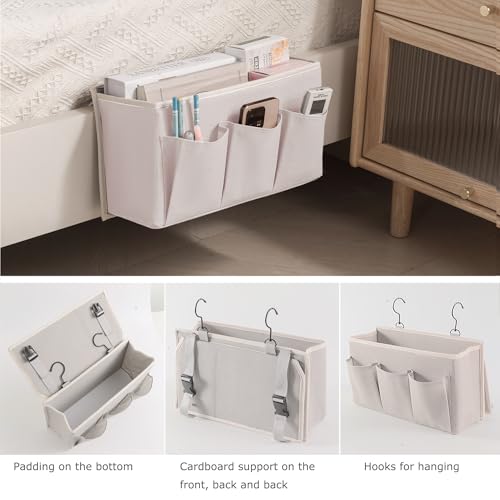 Bedside Caddy Organizer with 4 Pockets - Adjustable Storage for Beds & Sofas