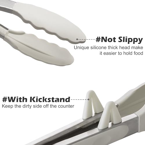 9-Inch Silicone Tongs Set with Kickstand - 3 Versatile Kitchen Utensils