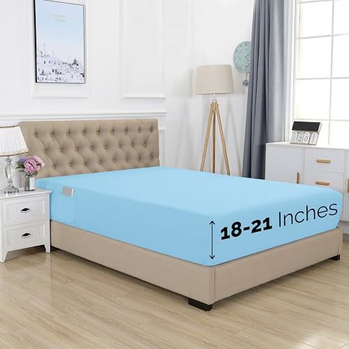 Elegant Comfort Twin XL Fitted Sheet - Extra Deep Pocket, Aqua