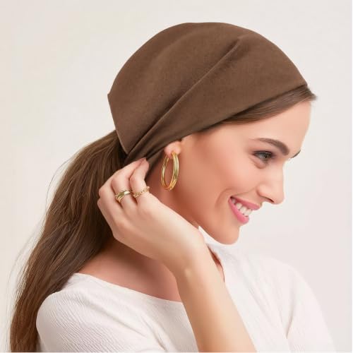 HBselect 4PCS Triangle Bandanas for Women - Black, Beige, Green, Brown