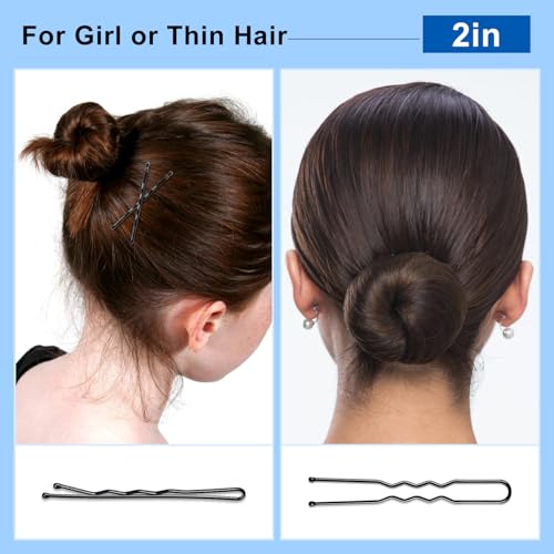Bobby Hair Pins Kit - U Shaped Black Pins for Women, 200pcs