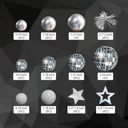 Disco Ball Cake Topper Set with Stars for 70s Theme Parties