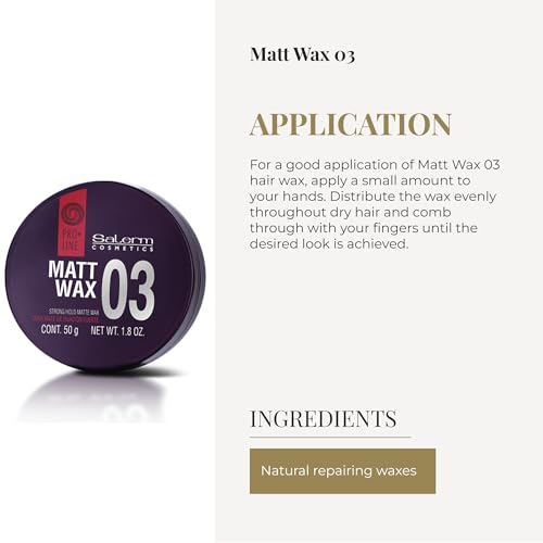 SALERM Matt Wax 03 - Strong Hold Hair Wax for Short Hair - Non-Greasy Matte Finish