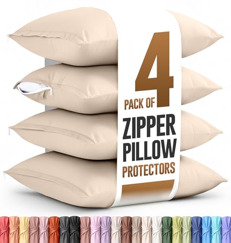 Utopia Bedding Queen Size Pillow Protectors (Pack of 4) - Soft Microfiber, Zippered, Fade Resistant