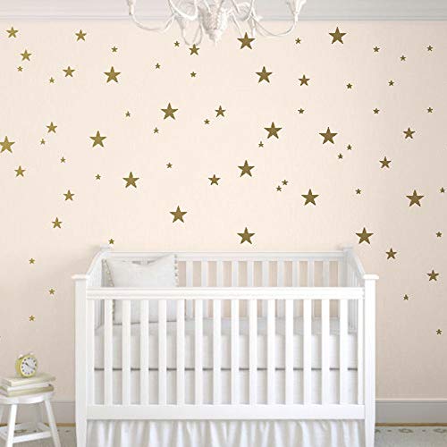 Gold Star Wall Decals - Set of 124 Removable Stickers for Nursery