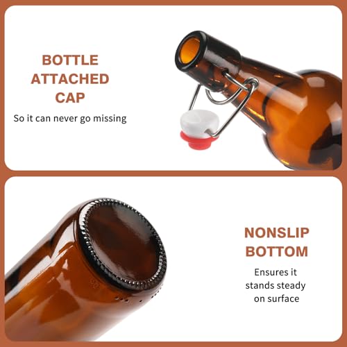 16oz Amber Glass Beer Bottles - 2 Pack with Airtight Flip Caps