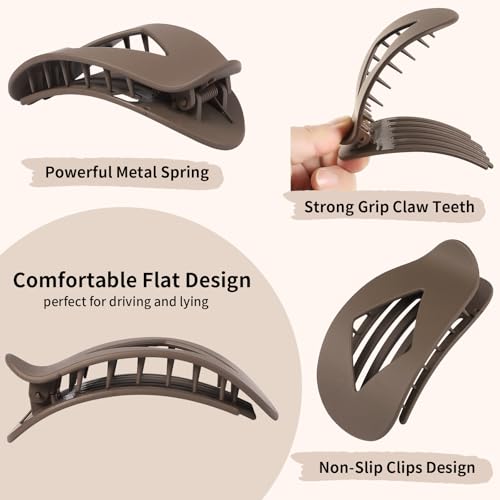 CHANDAT Leopard Flat Hair Clips 10 Pack Large 4.2 Inch Claw Hairpins for Women