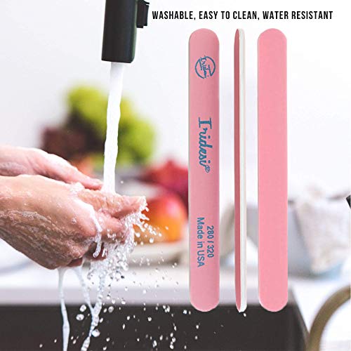 Premium Pink Emery Boards - 12 Pack Nail Files, 7 Inch, 280/320 Grit