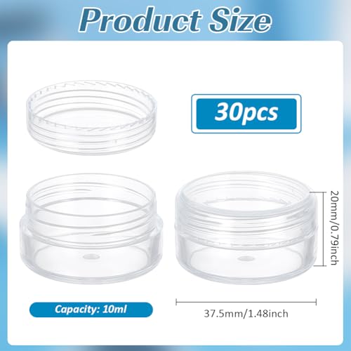 BENECREAT 30-Pack 10ml Clear Bead Storage Jars with Screw-Top Lids