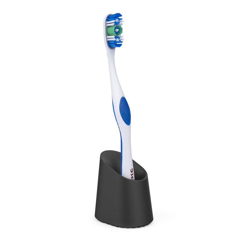 Proof Labs Single Toothbrush Holder and Razor Stand for Bathroom Sink and Countertop (Black, Silicone)