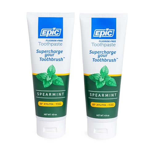 Fluoride-Free Xylitol Toothpaste with Spearmint - SLS-Free, 4.9oz, 2-Pack