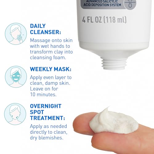 CeraVe Clay to Foam Acne Face Wash, 4 Oz - Salicylic Acid Treatment