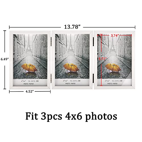 4x6 Triple Picture Frame - Side-by-Side Display with Real Glass