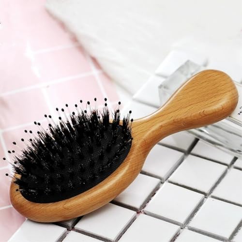 SINIDE Mini Boar Bristle Hair Brush Set - Portable Detangling Travel Comb