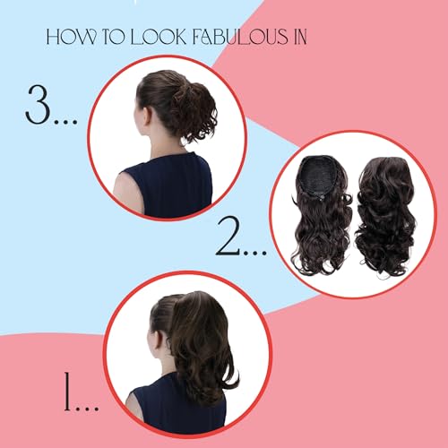 CAISHA 12" Wavy Braid Ponytail Extension - Heat-Resistant Light Brown