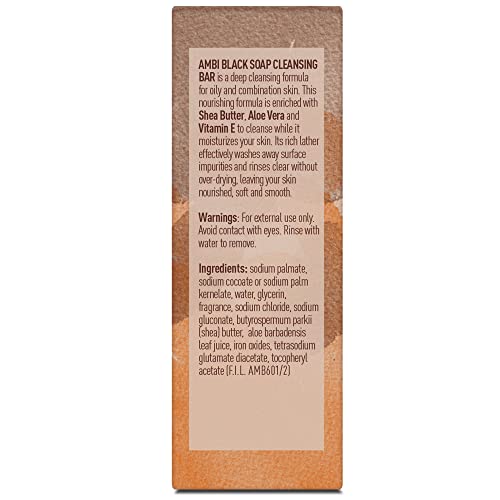 Ambi Black Soap with Shea Butter & Aloe Vera - 3.5 Oz Facial Bar (Pack of 1)