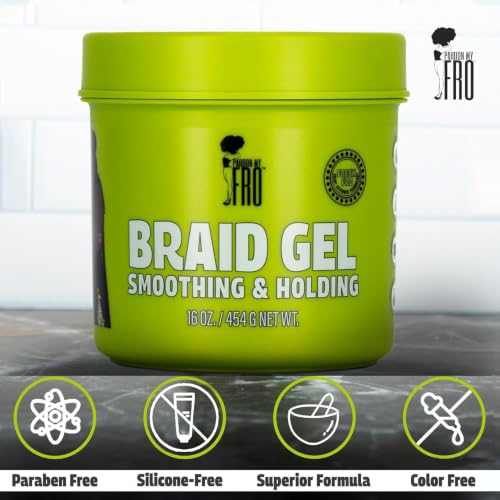Pardon My Fro Strong Hold Braiding Gel 16oz - Edge Control for Curly Hair & Dreads