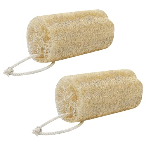 Organic 6" Natural Loofah Sponge Set (2 Pcs) - Eco-Friendly Exfoliating Body Scrubber