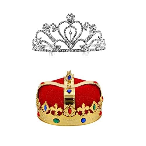 Red Royal Crown Set for Men & Women - Wedding, Prom & Party Accessories