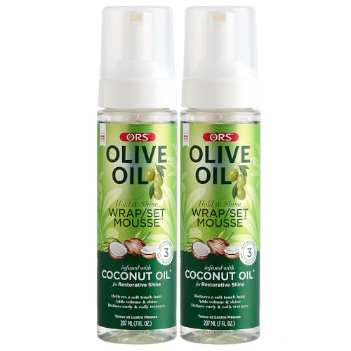 ORS Olive Oil Hold & Shine Mousse Set (2 Pack) - Coconut Infused, 7 Oz