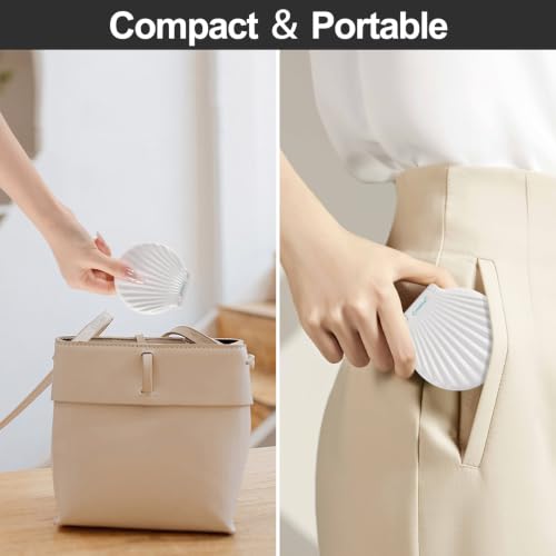 3.5" Compact Makeup Mirror with Lights - 2-Sided Folding, Shatterproof, Unique Shell Design, Gifts for Women