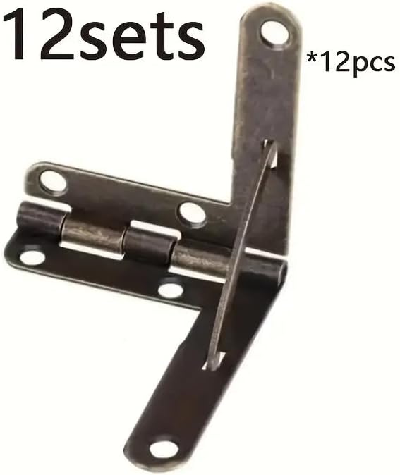 Wooden Box Supports - 12pcs 90° Hinge for Small Jewelry Box | 30x33mm