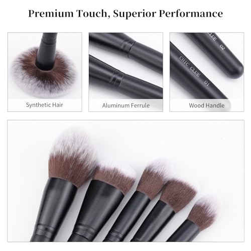 5-Piece Professional Makeup Brush Set - Soft Synthetic Face Brushes
