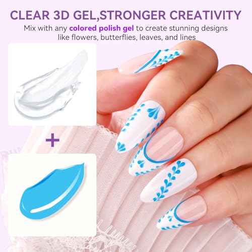Makartt Clear 3D Nail Sculpting Gel - 2Pcs No Wipe UV Gel for Nail Art