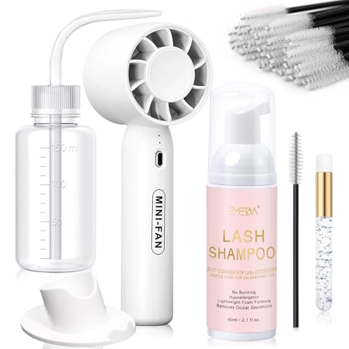 EMEDA Lash Shampoo Cleaning Kit with Mini Fan & Brushes